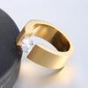 Модные кольца из нержавеющей стали для мужчин и женщин, роскошные большие круглые кольца с кристаллами циркона, свадебные обручальные украшения, аксессуары, подарки