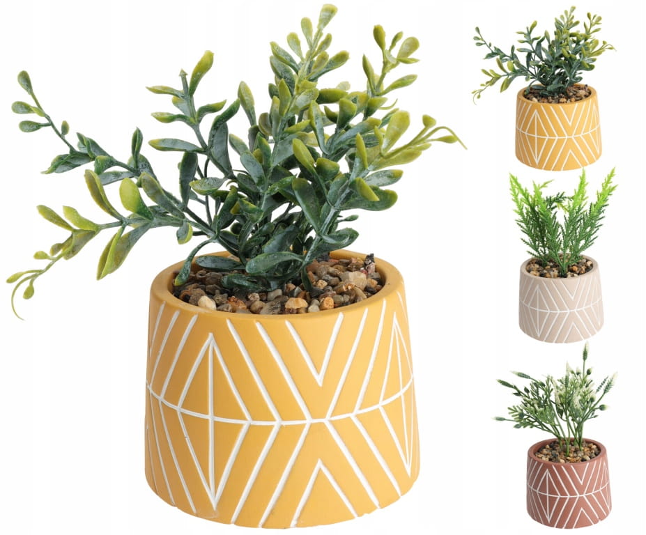 Artificial Plant in Cement Pot, Decorative
