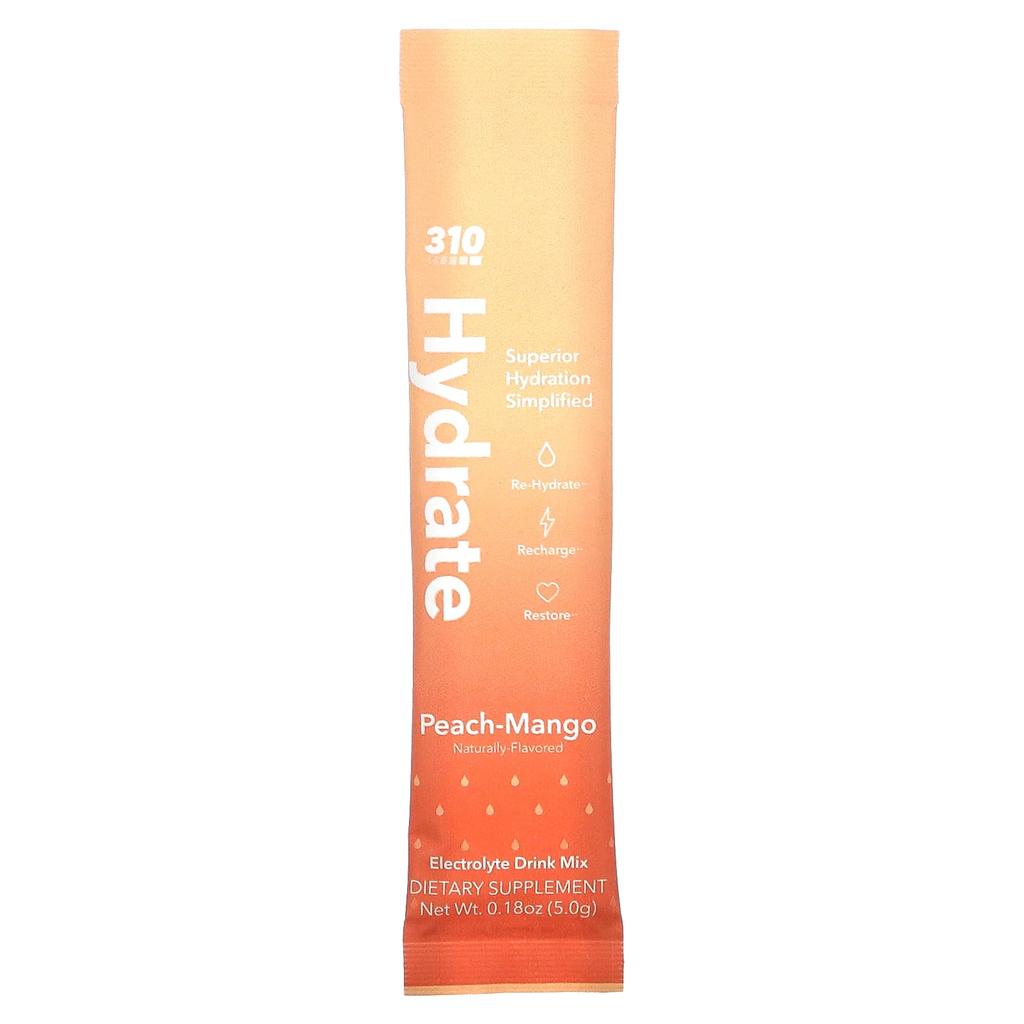 310 Nutrition, Hydration, смесь для приготовления электролитного напитка, персик-манго, 30 батончиков, 0,18 унции (5 г) Каждый