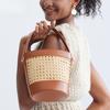 Handmade Woven Rattan Bucket Bag Women's Seaside Holiday Skeleton Drawstring Handbag Shoulder Crossbody Bag