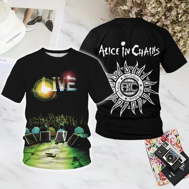 Alice In Chains Популярная Рок-футболка с 3D-печатью Летняя Новая Мужская Женская Хип-хоп Тренд Короткий рукав Свободная Повседневная Оверсайз Y2k Топ