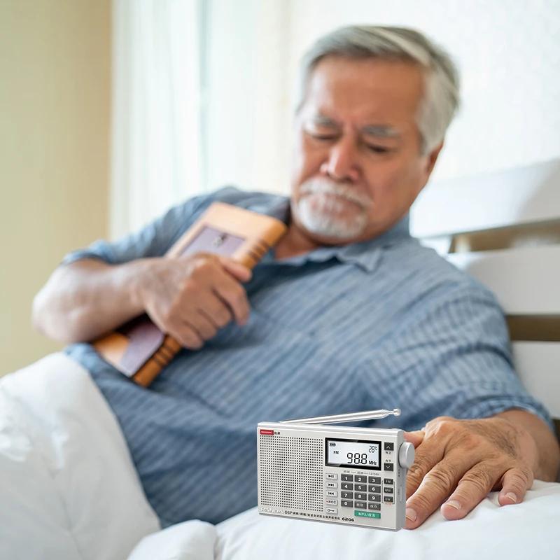 Портативное радио, 3-диапазонное FM, MW, SW радио с наушниками, часы, термометр, ЖК-дисплей, слот для карты TF, диктофон