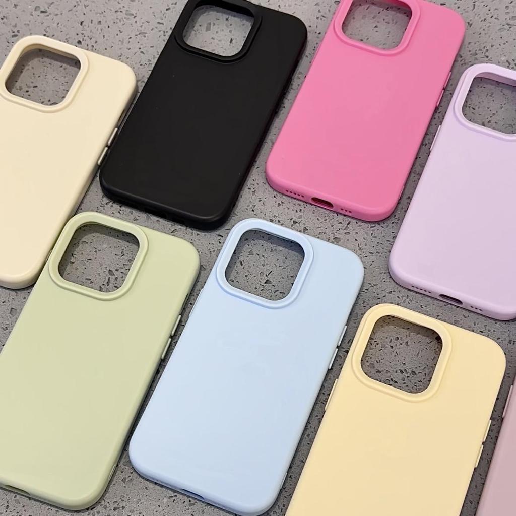 Светлый цвет дофамина подходит для чехла на телефон Apple 18 iphone17PM однотонный клейкий рисовый корпус 14 противоударный защитный чехол.