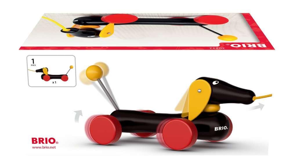 BRIO Wooden Rail Pull Educational Ages Christmas Indoor Brain Training Toy, Toy, Dutchy, 1+, 30332, Birthday, Present, Play, Boys, Girls,