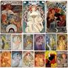 Alphonse Mucha Poster Pin Up Girls Metal Tin Sign Art Painting Decorative Wall Plates For Bar Cafe Living Room Home Wall Decor