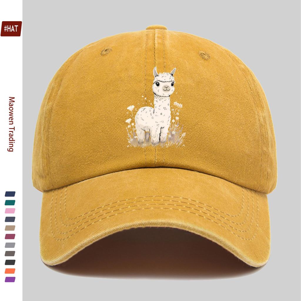 pc Cute Alpaca Print Baseball Cap Fashion Trucker Papa Hat Comfortable Lightweight Headwear Adjustable Strap Papa Hat Casua