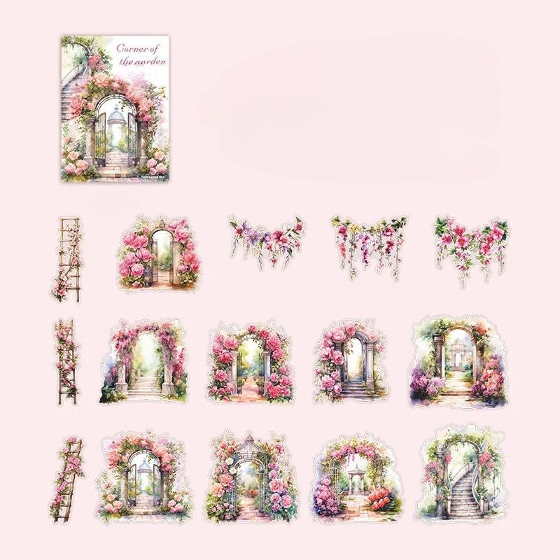 30 Sheet Beautiful Garden Themed Stickers Elegant Garden Scenes for Hand Account Decoration Scrapbook Collage