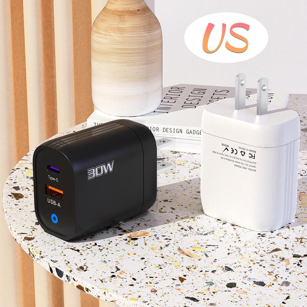 30-ваттное многопортовое USB-C и USB-зарядное устройство Super Fast с поддержкой международных вилок