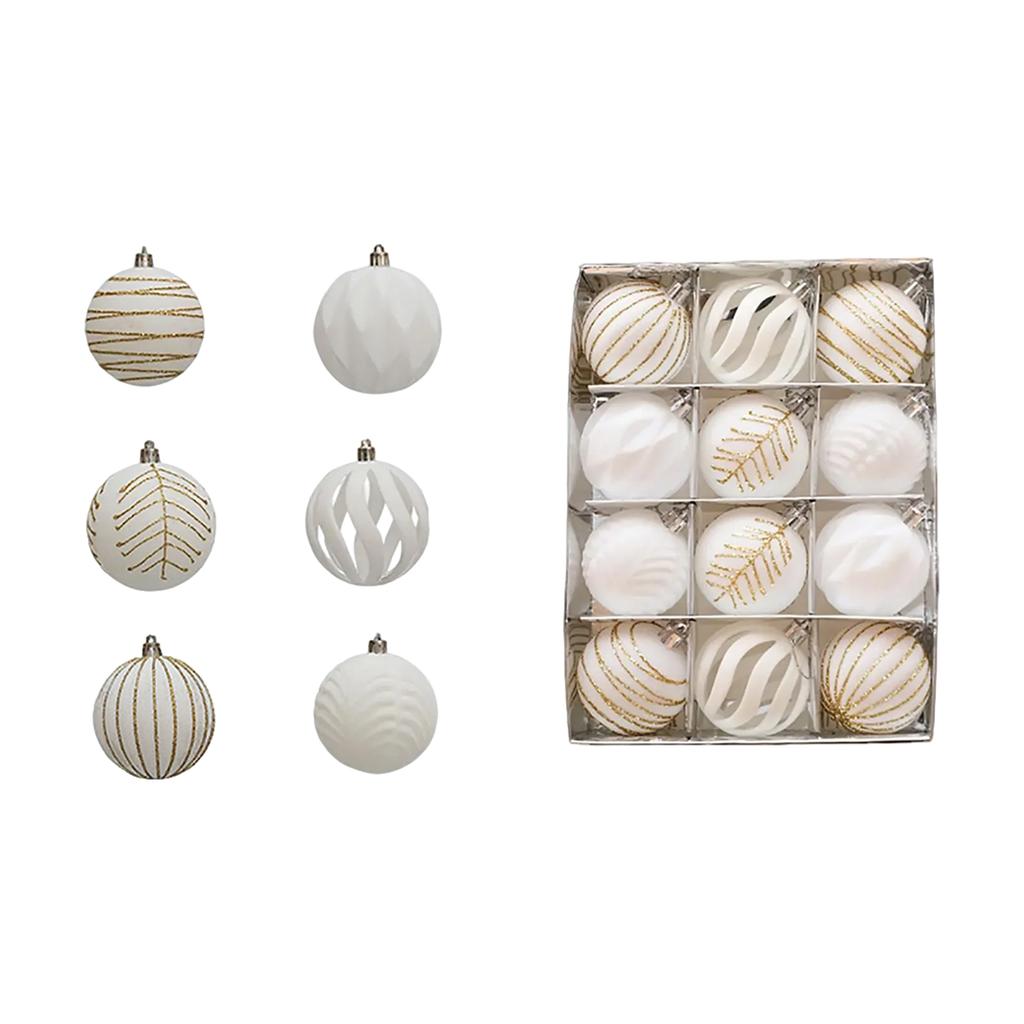 Рождественский шар Красный флокированный расписной шар Украшение для рождественской елки Подвесной шар 12 6см Рождественский фланелевый шар