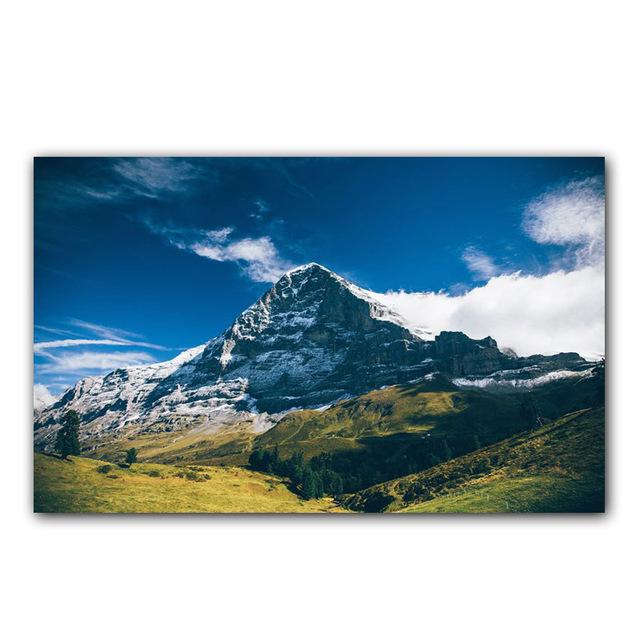 Пейзаж Зеленая гора Холст Картина Природные пейзажи Лес Солнечный свет Плакаты с принтом Настенная картина Гостиная Домашний декор