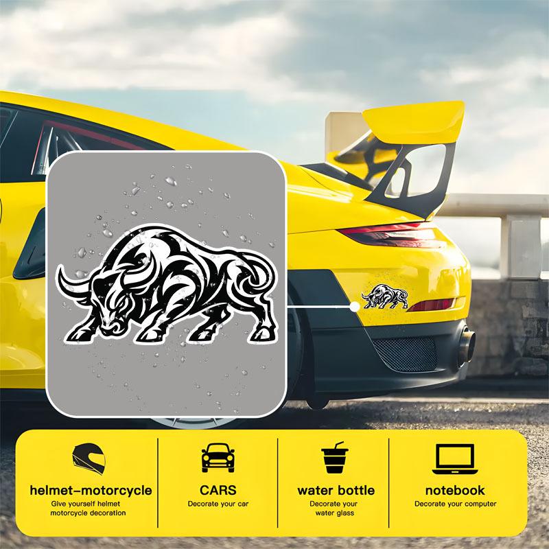 5.5inch Abstract Black Bull Car Sticker, for Cars Trucks Windows Laptops Water Bottles Tumblers Helmets Coolers, Waterproof Vinyl Decal,