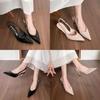 French Stylish Sexy Cat Heel Sandals With Patent Synthetic Leather For Summer Casual Wear