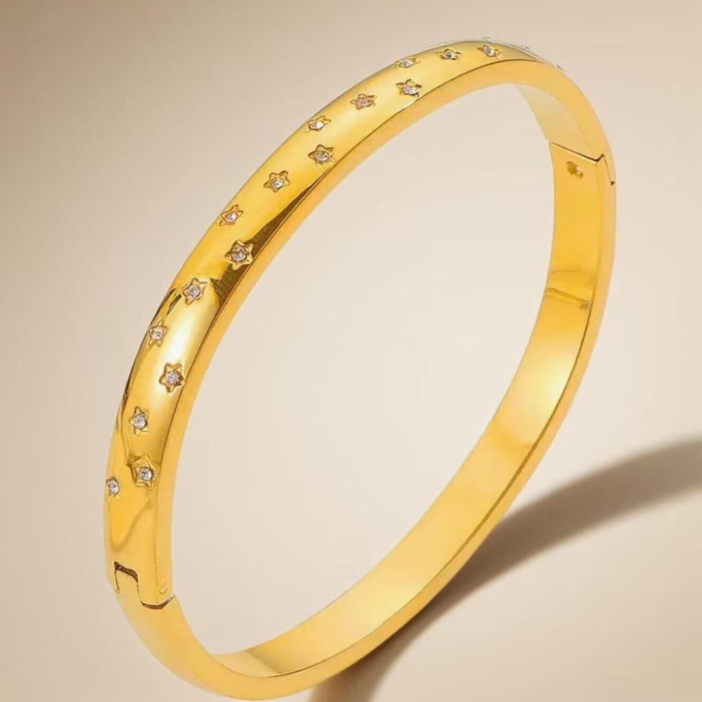 Женский роскошный браслет из нержавеющей стали: Гальванизированный титан, Полная бриллиантовая инкрустация, Европейско-американский стиль