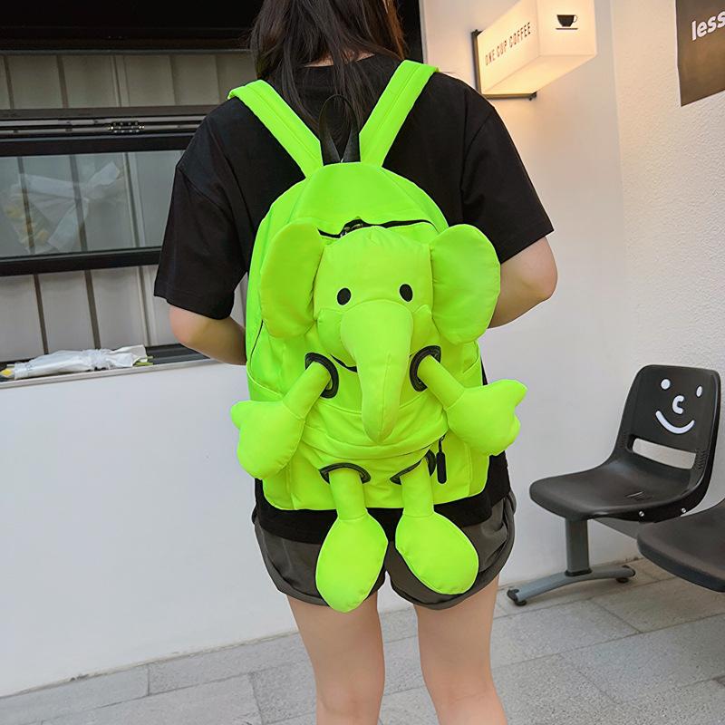 Cartoon Elephant Doll Backpack Female Large Capacity Student Backpack Female Travel Bag Doll