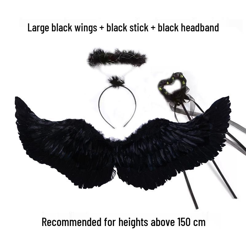 Adult Demon Black Elf Wings: Feathered Cosplay Decoration for Halloween