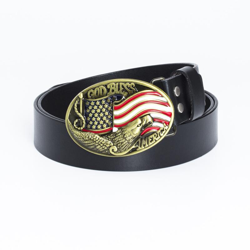Ремень с пряжкой в виде орла с бронзовой точечной краской, модный ремень с американским флагом