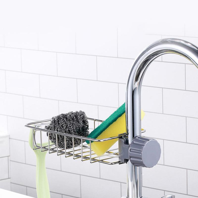 Kitchen Faucet Storage Rack Stainless Steel Multifunctional Drain Rack Creative Single-Layer Cloth Rack Kitchen Accessories