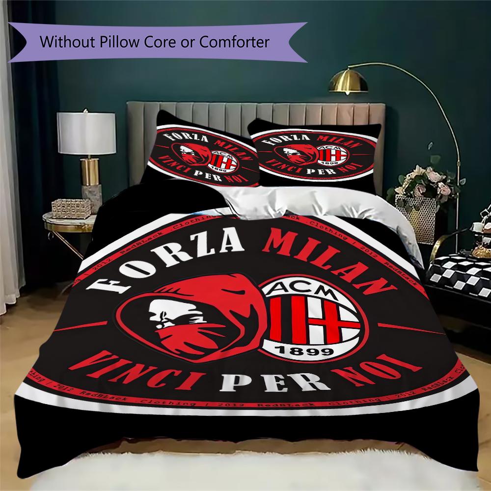 AC Milan Pattern Bedding uilt Set uilt Cover Pillowcase Home Decoration Birthday Gift (1 * duvet cover + 2 * pillowcase  without core)06