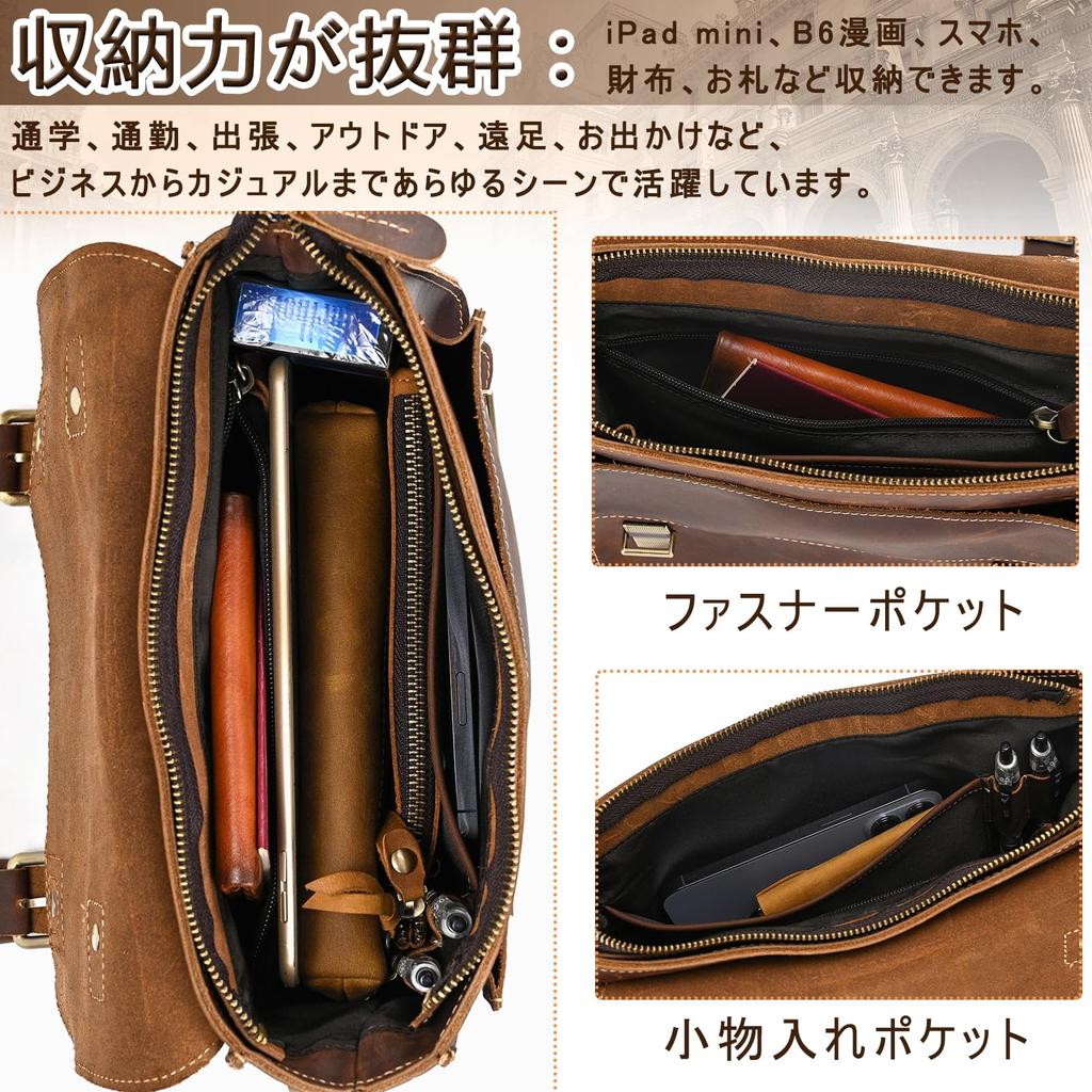 Messenger Genuine iPad Shoulder Crossbody Leather For Business Casual Bag [Luufan] Bag, Leather, Men's, Compatible, Bag, 2-Way Bag, Handbag,