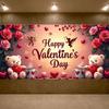 Valentine's Day Banner Backdrop Romantic Decorations Heart Background Red Love Celebration Photography Prop Party Supplies