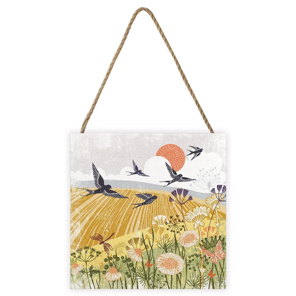 Летний Торнтон Вудленд Природа Ласточка Деревянный Блок