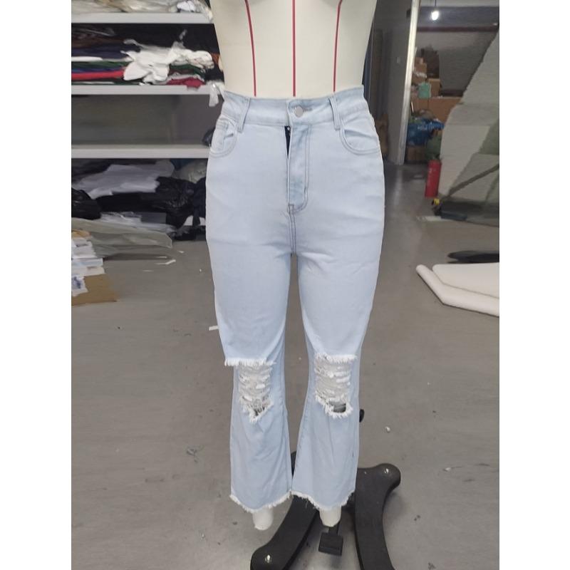 Женские новые модные свободные прямые джинсы с дырками
