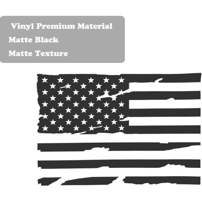 Rear Back Middle Window American USA Flag Vinyl Decal Compatible With And Fits Dodge Ram 2009-, Matte Black 1PCS Distressed(E)