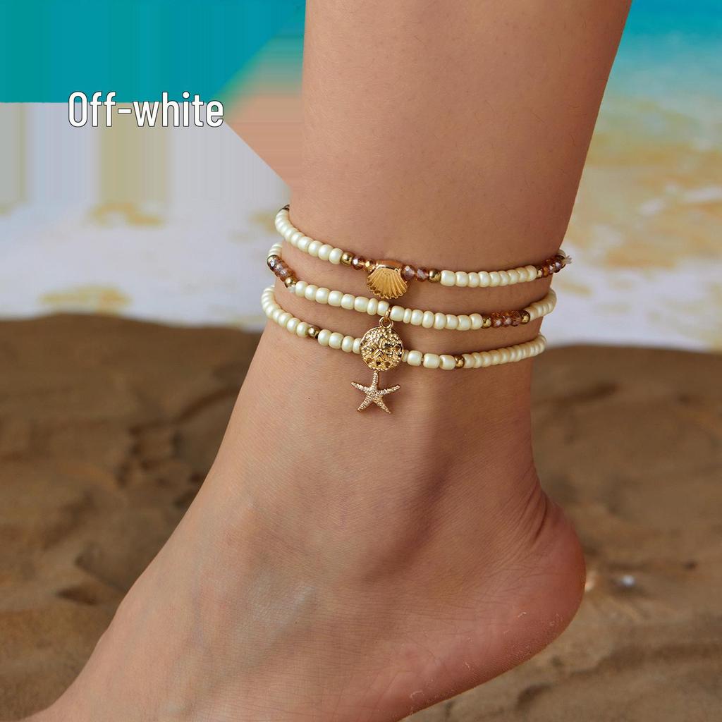 Trendy European & American Pearl Starfish Anklet Bracelet - Beaded Fashion Jewelry Beach Gift for Women
