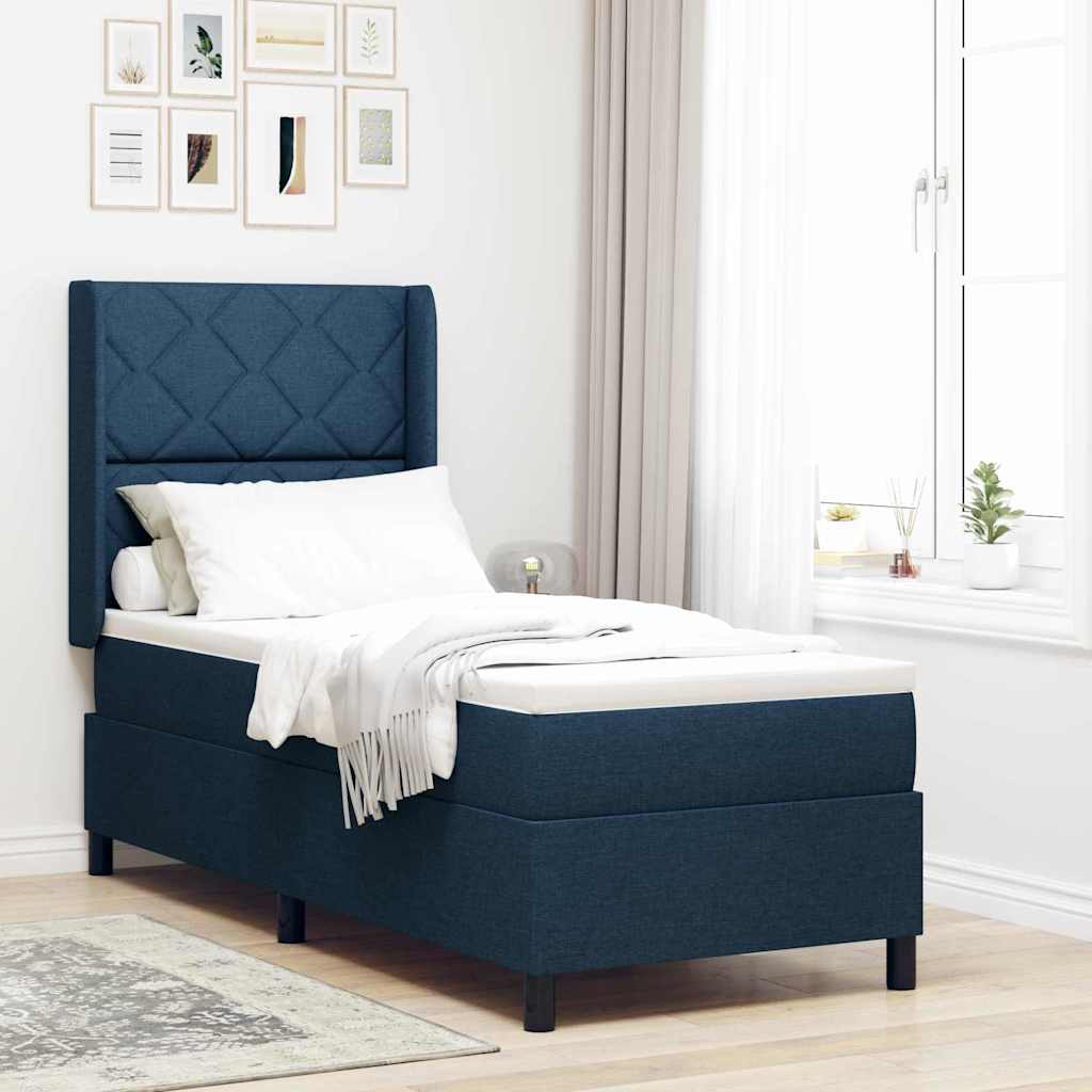 Boxspring bed with pillows and headboard Blue 200 x 80 cm Fabric