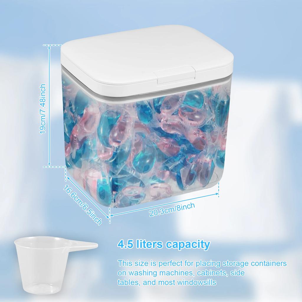 2.8/5.5L Automatic Pop-Up Storage Box Airtight Laundry Pods Container with Scoop for Laundry Room Washing Powder Beads Organizer