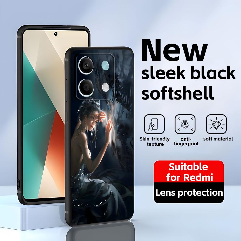 Чехол для телефона Ghostblade wlop для Redmi Note 14 13 12 11 Pro Plus S 5G 14C A3 Мягкий черный чехол для телефона