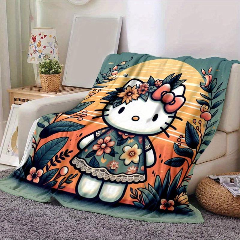 1шт. Плед Hello Kitty с цветочным принтом - Для дома, офиса, на улицу Giftz0411223