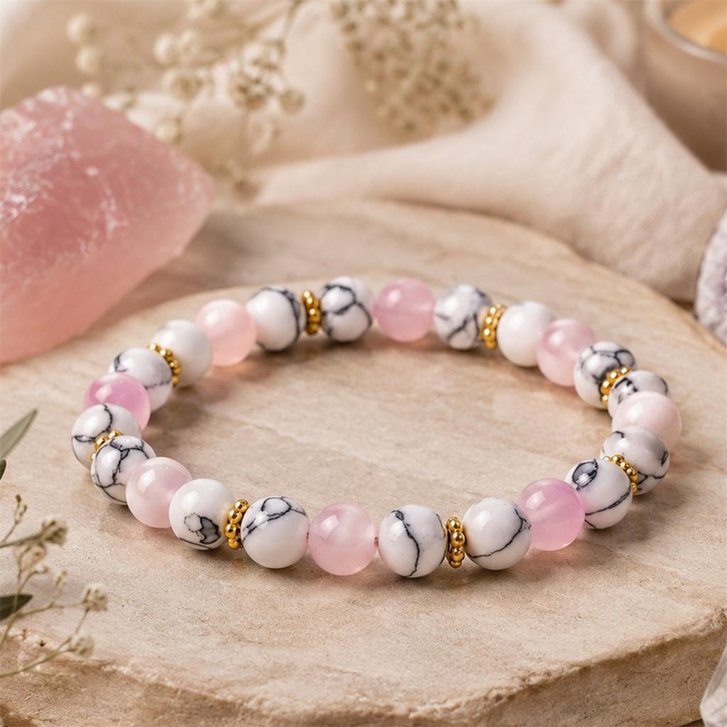 Europe and the United States popular new jewelry bracelet round bead stone bracelet white line pine crystal bracelet