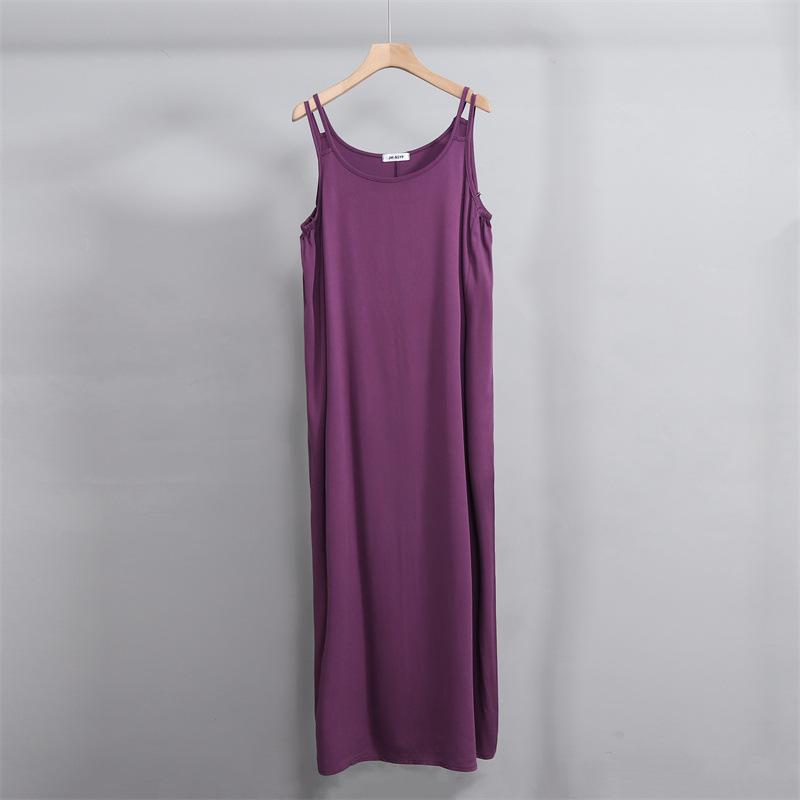 2025 New Sleeveless Cotton Rayon Slip Dress: Women's French Summer Beach Tank Maxi