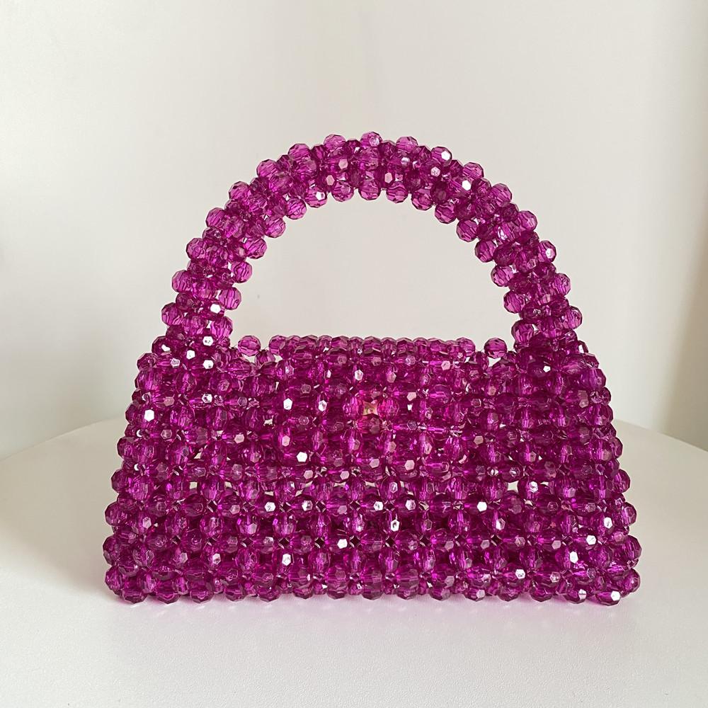 Handmade Bead Bag Big Hand Woven Handbags Unique Designer Ladies Party Bag Top Handle Phone Purses and Handbags