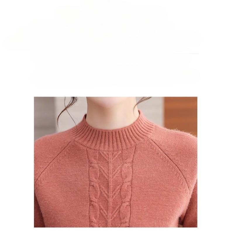 Вязаный свитер женский осенне-зимний полувысокий ворот вязаный внутренний свитер свободный теплый пуловер базовый свитер