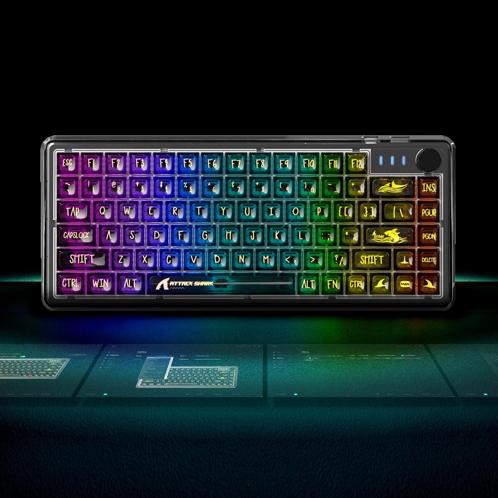 X Игровая проводная клавиатура ATTACK SHARK K75 Белые переключатели Прозрачная клавиатура с пользовательским дизайном Без цифрового блока ПК RGB Прокладка Полный набор клавиш Персонализированные символы