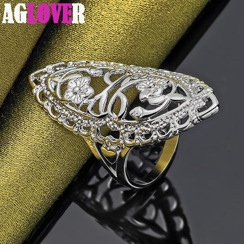 Кольцо из стерлингового серебра 925 пробы с полой резьбой, классические ювелирные изделия