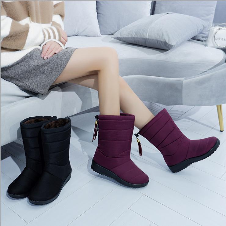 FGHJ женские зимние теплые кожаные зимние сапоги, водонепроницаемая толстая теплая меховая обувь на Рождество