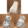 Abstract Ink Brush Printed Midi Skirt With Stretch Fabric For Plus Size Women