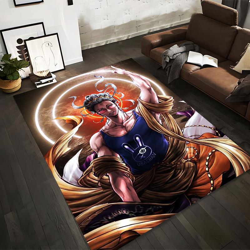 "Anime Warrior Carpet - Bold Heroic Design with Energetic Colors" Suitable for use as an anti-slip for living room bedroom sofas