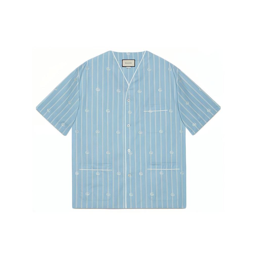 Gucci Рубашки Мужские Синие V-образный вырез Умеренный Другое 618919-ZAEQH-4234