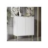 Buffet - MUVOE - 2 portes - Motif floral - Laqué - 75L x 40P x 90H cm - Blanc