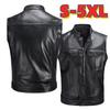 Autumn and Winter Handsome Black Zipper Button Motorcycle Motorcycle Casual Leather Vest for Men