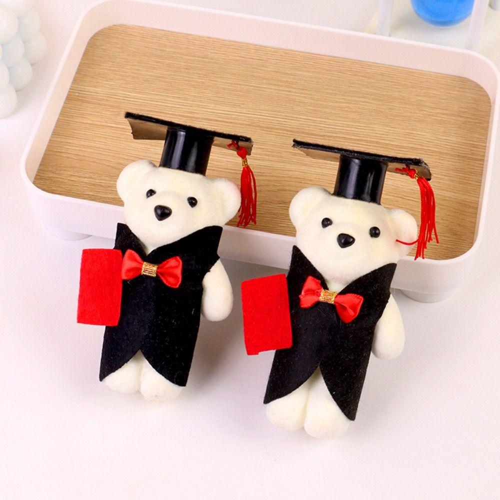 10 pcs/set Celebrate Party Mini Bear Flower Bouquet Bachelor Bear Plush Toy  Happy Graduation
