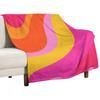 Retro 70s Pink and Orange Swirls Throw Blanket Designers Custom Multi-Purpose Thermals For Travel Blankets