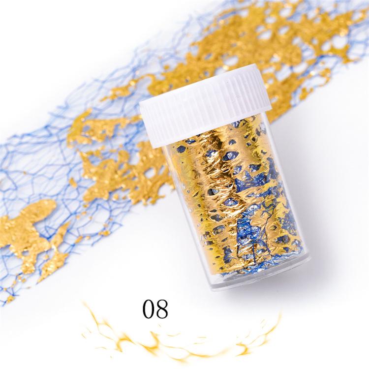1 шт., 3D сетчатая наклейка для ногтей, золотистая, серебряная сетчатая лента на ногтях, голографический клей, шелковая фольга, украшения для дизайна ногтей, лаковые наклейки 4*50 см