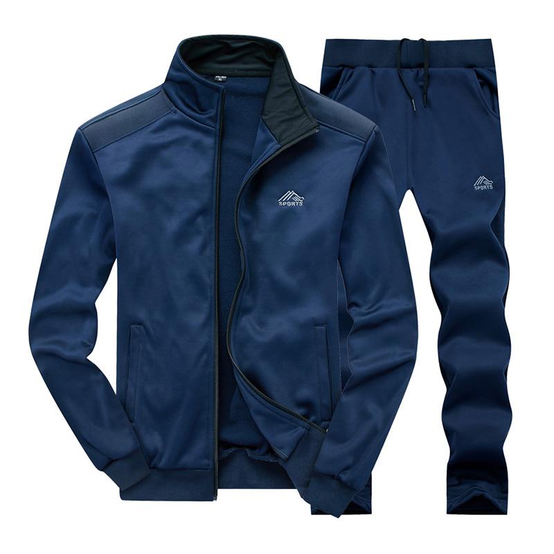 Men Sportswear Set Tracksuit Sporting Fitness Clothing Two Pieces Long Sleeve Jacket + Pants