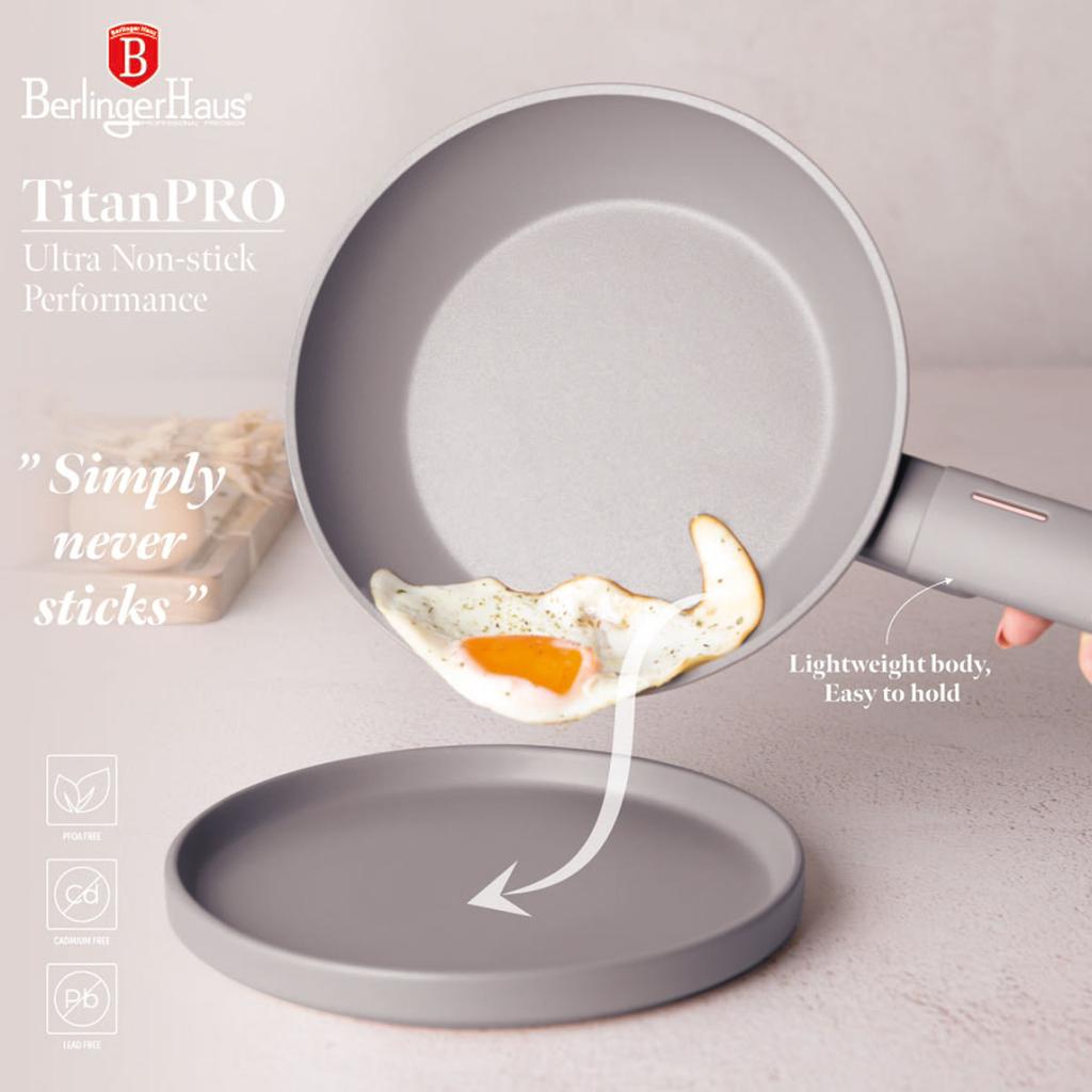 Set Of 3 Titanium Frying Pans Berlinger Haus Bh-8109 Taupe