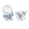 10K White Gold 4mm Stud Earrings with March Birthstone Aquamarine (Pair)